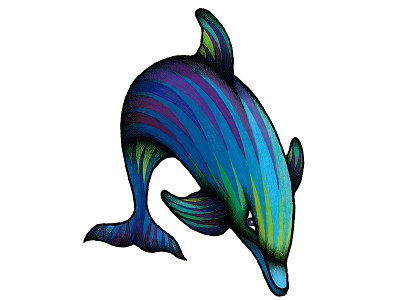 Delfin animals color editorial handmade illustration markers prismacolor