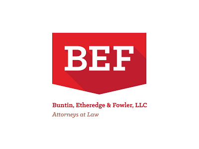 BEF attorneys identity law lawyers letters logo red white