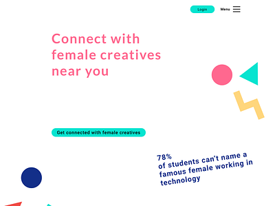 Concept design to connect female creatives design feminist sketch ui ux