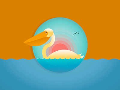Swan and sunset design icon illustration logo ui