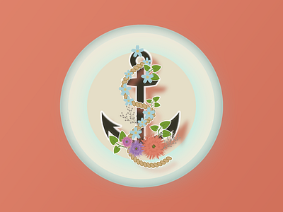 Flower anchor design icon illustration logo