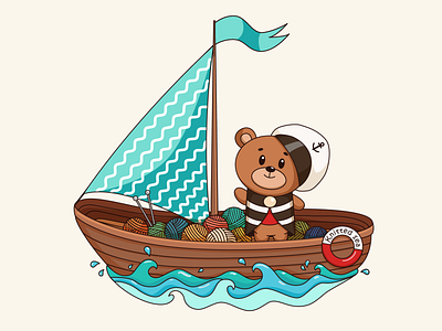 Boatbear adobe illustrator bear boat branding cartoon character charachter design cute art design illustration sea vector art yarn