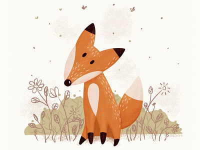 Fox 2d art animal art cartoon character charachter design children art cute art digital 2d doodle art drawing fox illustration