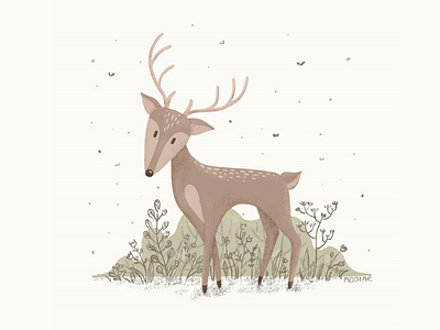 My Deer Friend 2d art cartoon character charachter design children book illustration cute art deer doodle art forest animals illustration