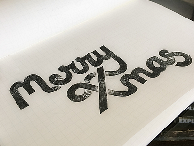 Merry Xmas christmas hand lettering sketching type