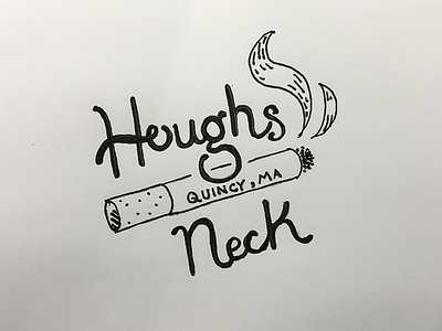Houghs Neck doodle cigarette handlettering logo script