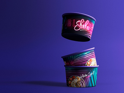 Shaka: Açaí, Heaven in a bowl 3d asai bowl branding colorful cup design fitness food fruits gradient logo packaging paper texture typography