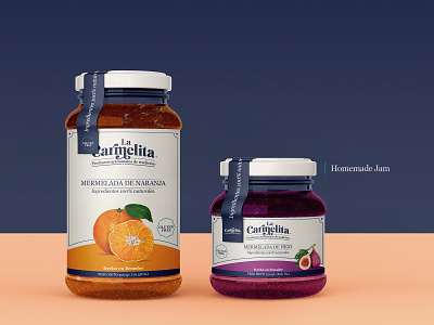 Jam Packaging Design - La Carmelita brand identity branding colorpalette design empaque fig glass jam orange package design packaging photoshop sweet