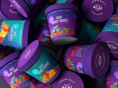 Packaging design for Açaí brand 3d brand identity branding colorpalette design graphic design icecream logo mockup packaging typography