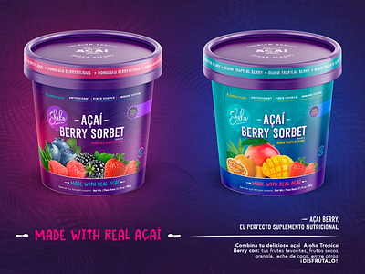 Açaí Berry Sorbet - Packaging Design brand brand identity branding colorpalette design graphic design icecream logo mockup packaging photoshop typography