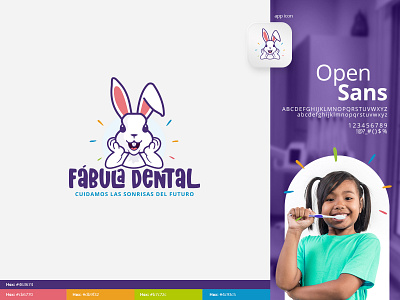 Pediatric dentistry brand brand identity branding bunny color colorful colorpalette dentist design illustration kid logo pediatric typography