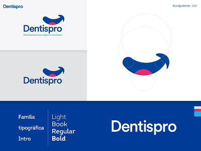Dentispro brand identity branding color colorpalette dentist design health logo medical smile typography