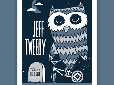 Jeff Tweedy Poster bicycle bike clouds gigposter graveyard jeff tweedy moon night owl tombstone wilco