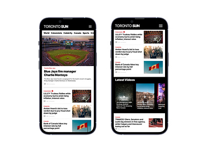 Toronto Sun - Newspaper app design design figma interface mobile news news app news application newspaper toronto sun torontosun ui ux