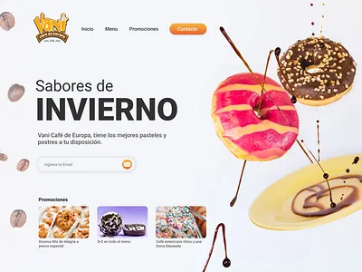 Donuts Coffee Landing Concept - Vani app design coffe design donuts figma homepage landing vani vani cafe vani cafe de europa