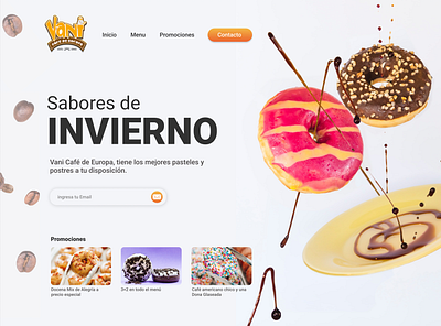 Donuts Coffee Landing Concept - Vani app design coffe design donuts figma homepage landing vani vani cafe vani cafe de europa