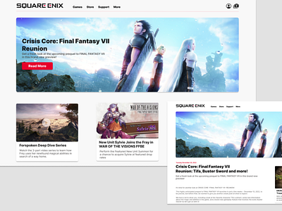 Square Enix - Website Design 3d design figma news news app newspaper square enix squareenix video games website