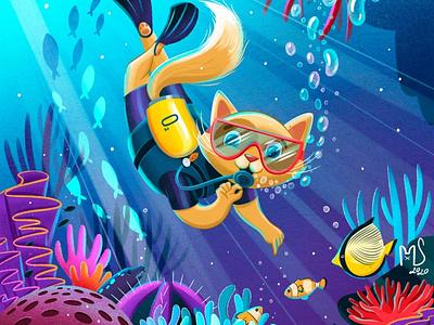 Scuba diving cat