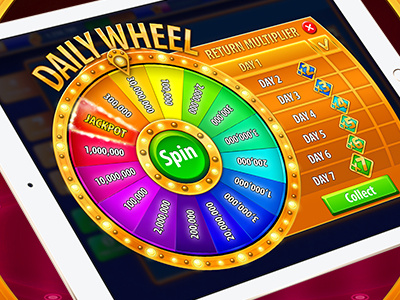 Daily wheel for casino game casino daily game ios ipad slots ui ux wheel