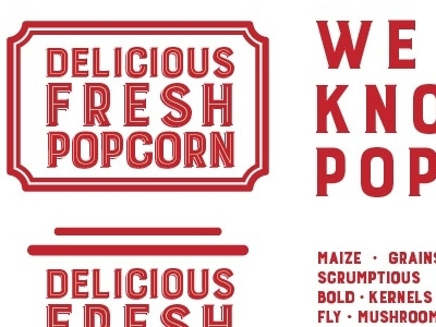 Delicious Popcorn food illustrator label popcorn red typography
