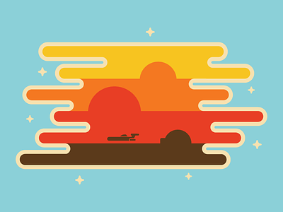 Whoosh! galaxy sci fi shapes space star wars sunset tatooine vector