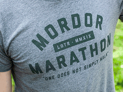 Mordor Marathon Gear button deign lord of the rings marathon merch running shirt shirt design sticker swag track