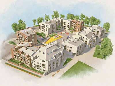 Luxury residential complex Illustration