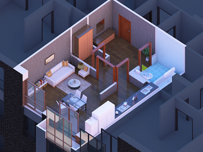 Residential complex apartment 3d appartements building house illustration residential complex