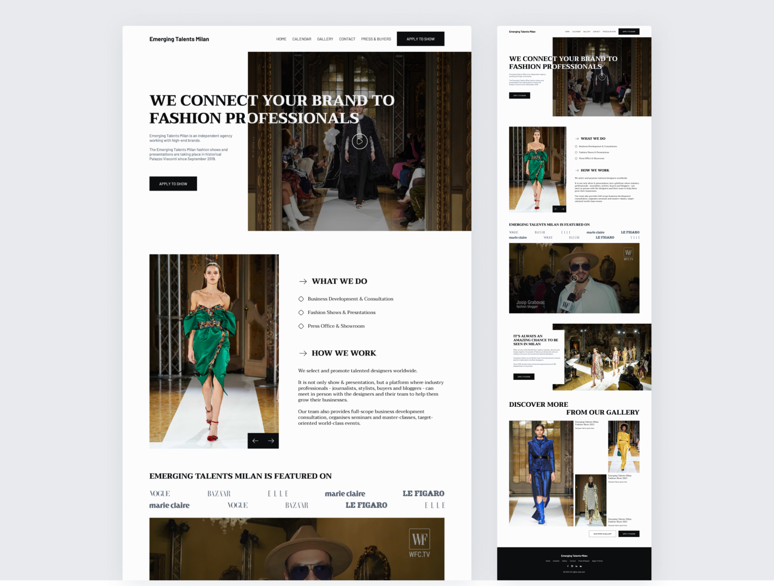 Landing page design concept for a fashion consulting company by