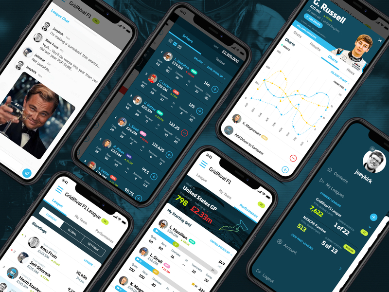 GridRival V3 Mobile Application android app formula one ios motorsports product design racing