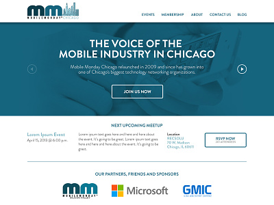 Mobile Monday Chicago launched made by munsters web design wordpress