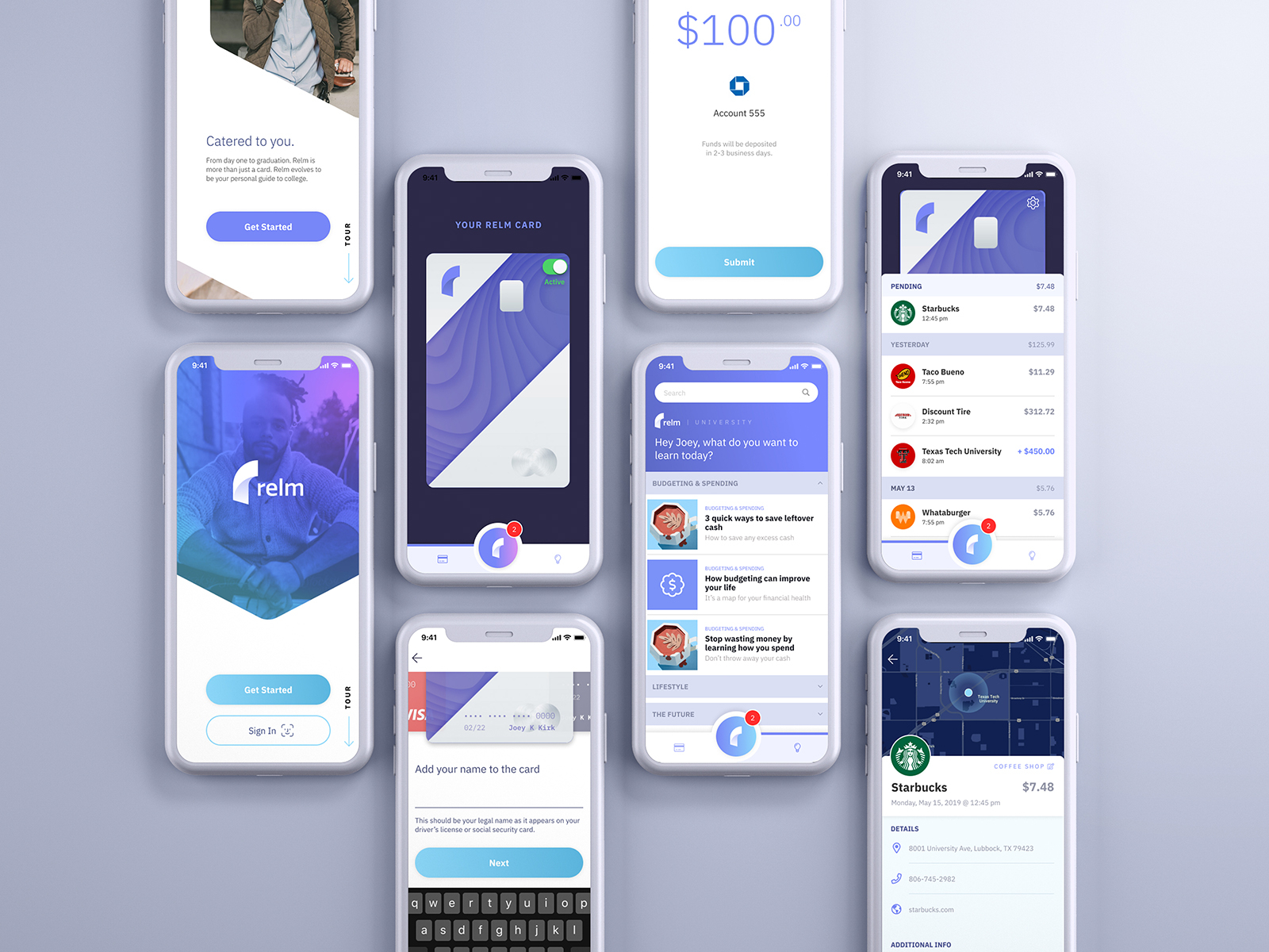 Relm Banking App by Joey Kirk on Dribbble