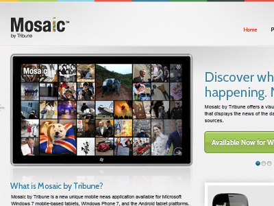 Mosaic by Tribune Microsite android launched microsite windows slate