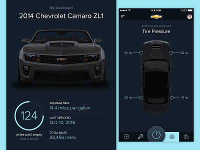 iOS Connected Car Experiment automobile automotive camaro car chevrolet ios uidesign