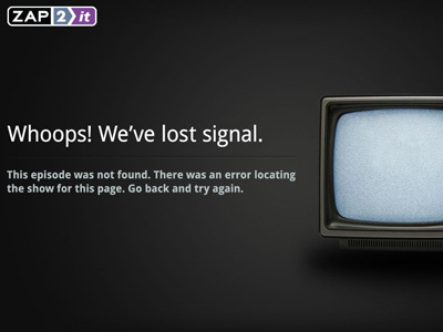 Error Page for Google TV design google tv prototype ui zap2it