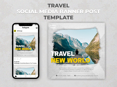 Travel Social Media Banner Post Template ads adventure agency banner editable flyer holiday journey marketing nature post square template tour tourism travel traveler trip vacation world