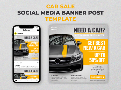 Car Sale Social Media Banner Post Template ad auto automotive banner car facebook flyer instagram media post poster promotion sale social social media social media post template transport transportation vehicle