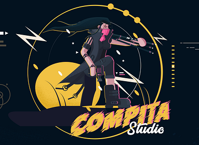 Compita Studio Warrior branding flat illustration