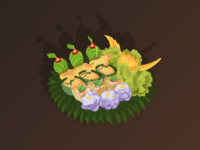 Ancient Thai Food - Bussarakam design food illustration thai vector