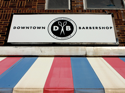 Downtown Barber Signage barber barbershop branding downtown identity logo oklahoma signage stillwater typography