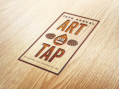 Art on Tap Engraved Logo art art on tap beer branding engraved identity logo museum of art okcmoa oklahoma oklahoma city wood