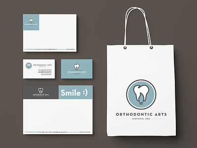 Orthodontic Arts Stationery art arts branding dentist health logo oklahoma oklahoma city orthodontics orthodontist paintbrush stationery