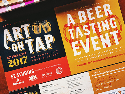 Art On Tap Postcard Invite art art museum art on tap beer branding event branding invitation museum of art okcmoa oklahoma city postcard