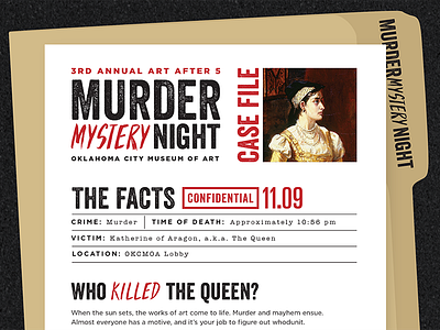 Murder Mystery Night (Case File) art art museum branding murder murder mystery night museum of art mystery okcmoa oklahoma city