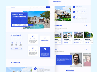 Luxhouse - Real Estate Landing Page branding cards ui clean design house real estate ui ui inspiration uidesign uitrends ux uxdesign webdesign