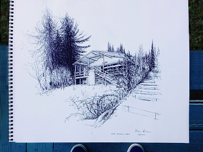 Cabin Sketch black and white cabin contrast design drawing fineliner freehand paper pen pilot sketch sketchbook