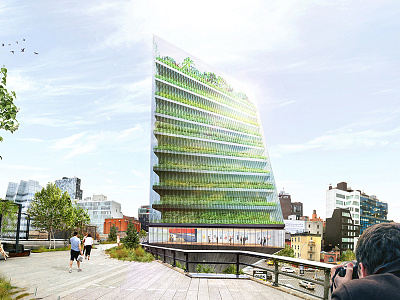 Design for a Hybrid Farm / Apartment Building at the High Line 3d apartment architecture building design farm high line manhattan nyc render rendering tower