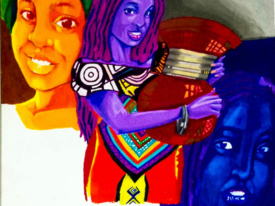 Pop art afrika art artwork blue coloful design painting pop art prismacolor purple yellow