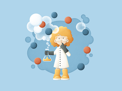 Entertaining chemistry chemical chemistry child design experiment girl grain texture grainy grit illustration texture vector