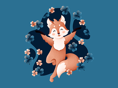 Lucky Fox animal characters clover design fox grain texture grit illustration texture vector